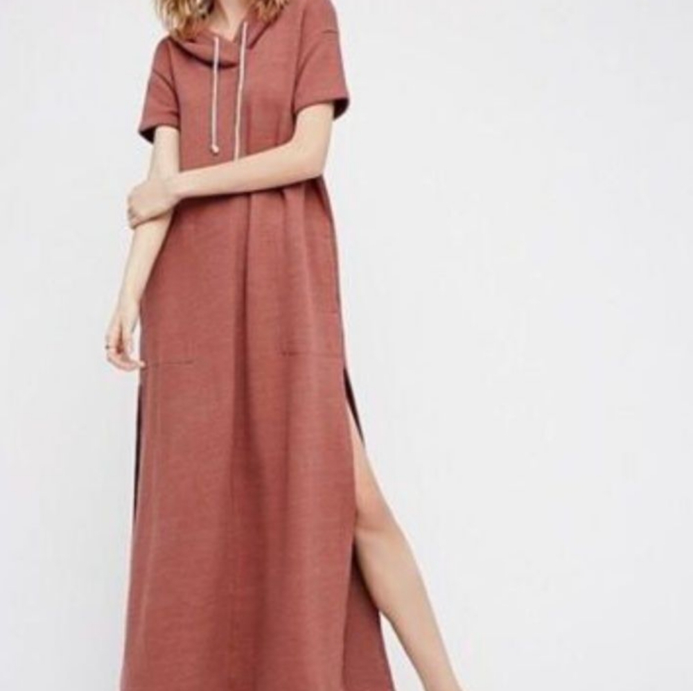 Free people FP beach ocean avenue maxi hooded dress Sz S